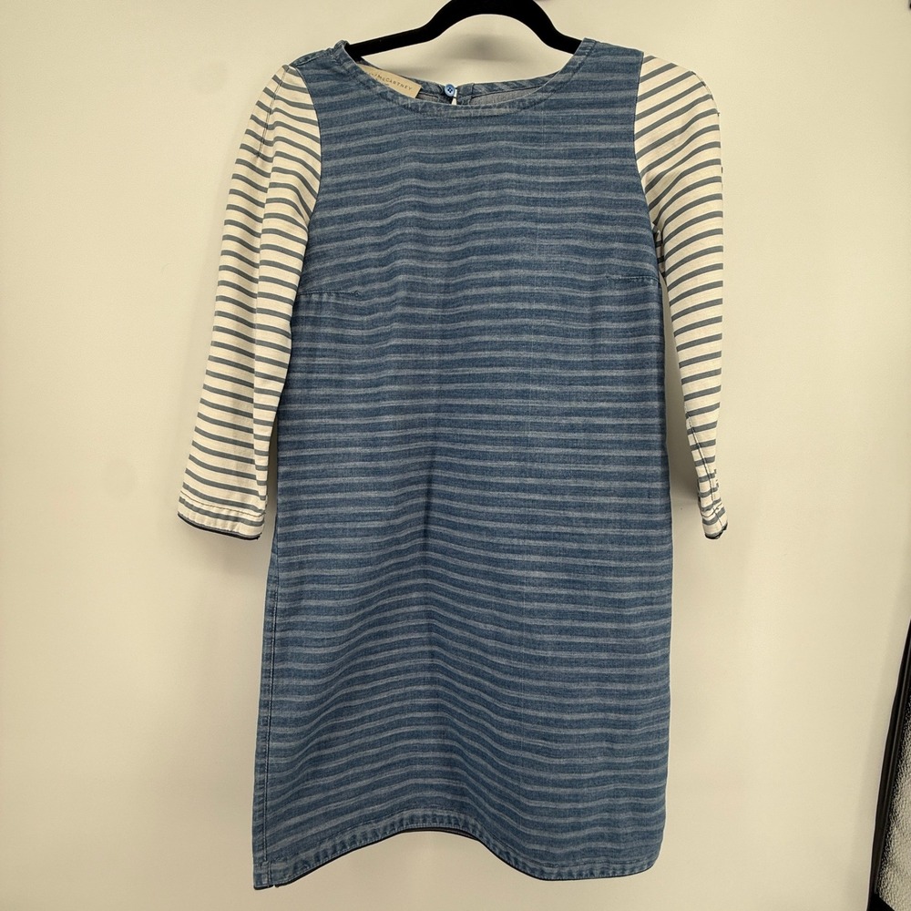 Stella McCartney Kids Dress Girls 12 Blue Striped Denim Shift Excellent